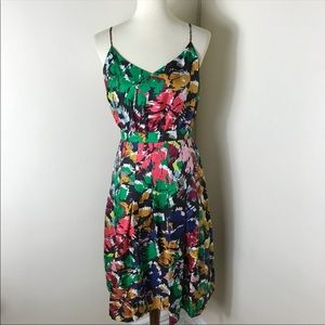 J. Crew silk colorful spaghetti strap dress